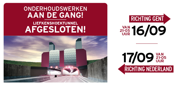Maandelijkse tunnelwas voor Liefkenshoektunnel op 16 en 17 september