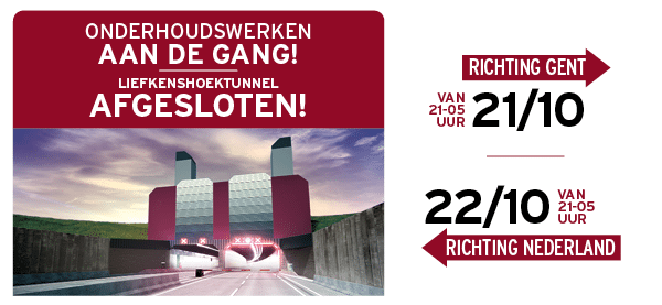 Maandelijkse tunnelwas voor Liefkenshoektunnel op 21 en 22 oktober