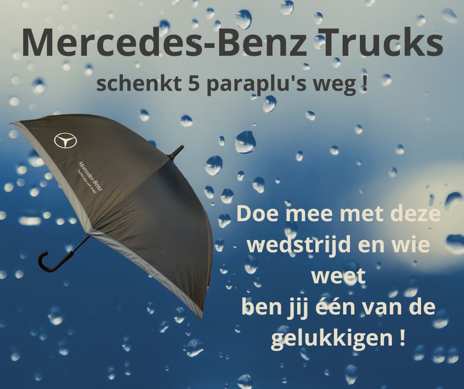 Wedstrijd: Mercedes-Benz Trucks schenkt 5 paraplu’s weg !
