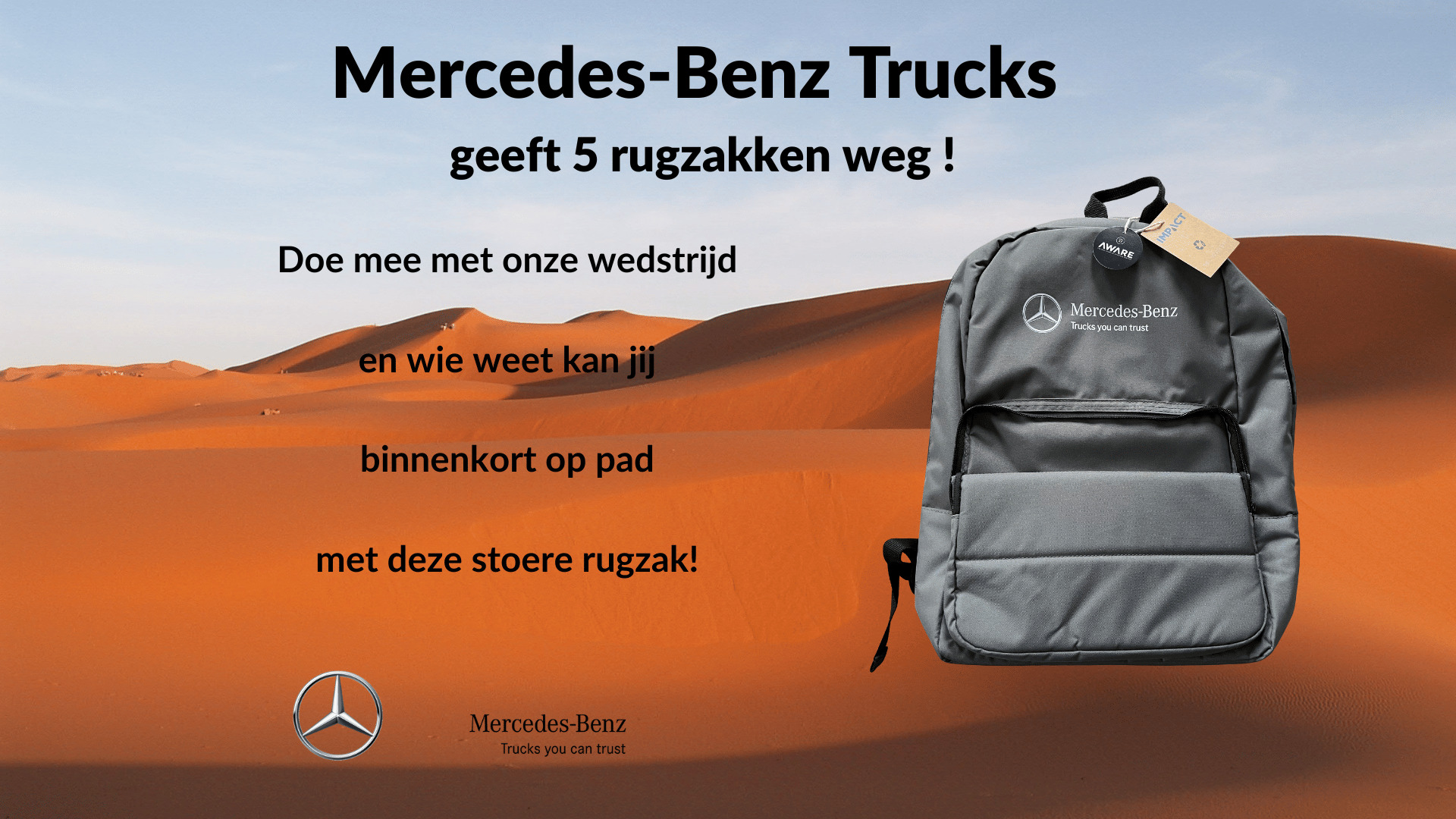 Wedstrijd: Mercedes-Benz Trucks geeft 5 rugzakken weg!