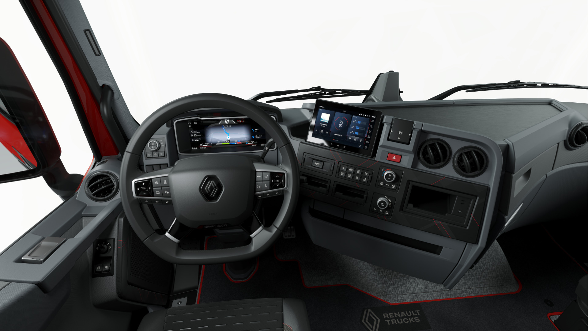 Renault Trucks digitaliseert het interieur van de cabine en versterkt de veiligheidsvoorzieningen van zijn topgamma