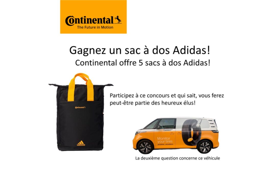 Concours: CONTINENTAL offre 5 sacs à dos Adidas !