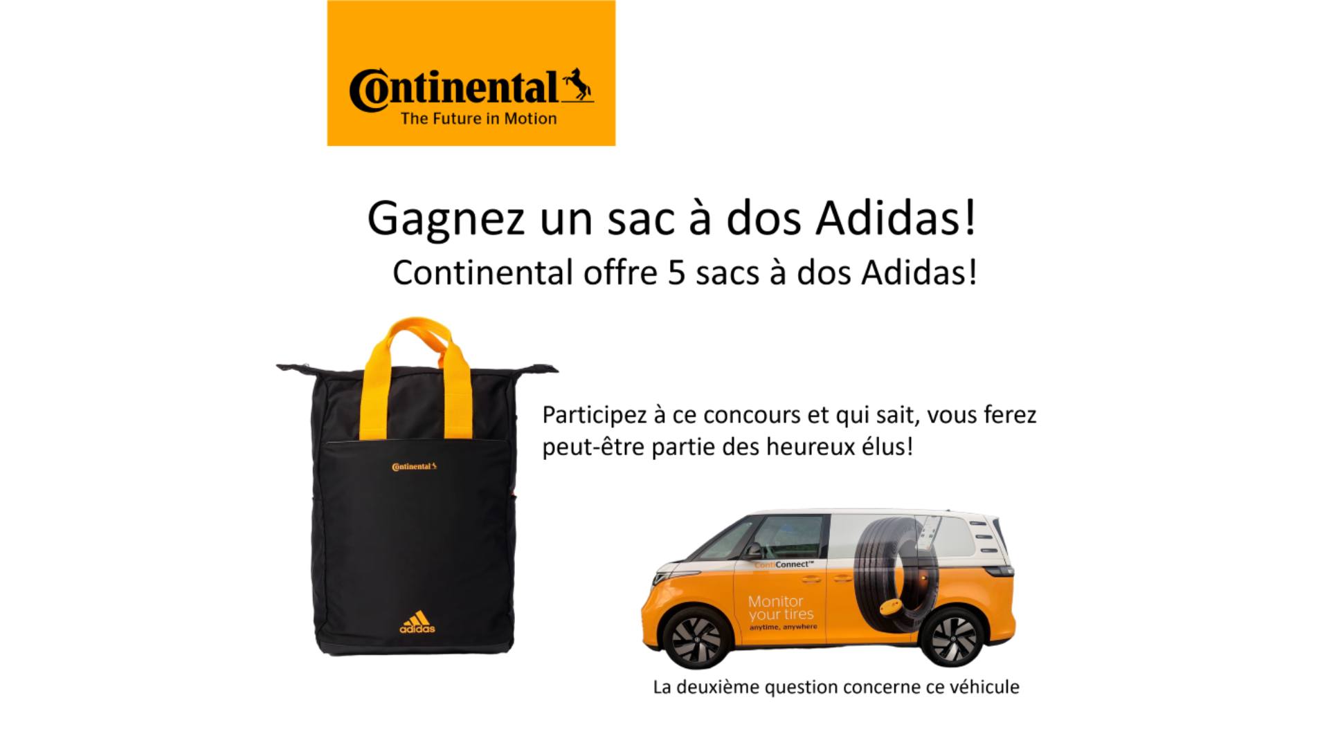 Concours: CONTINENTAL offre 5 sacs à dos Adidas !