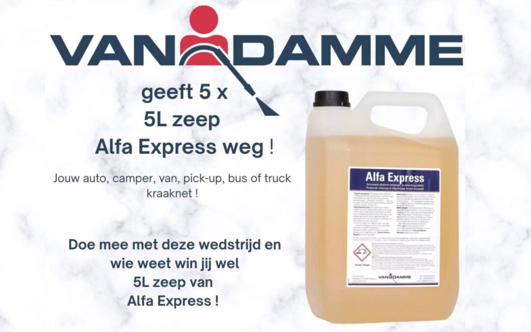 Wedstrijd: Van Damme geeft 5 x 5L zeep Alfa Express weg !