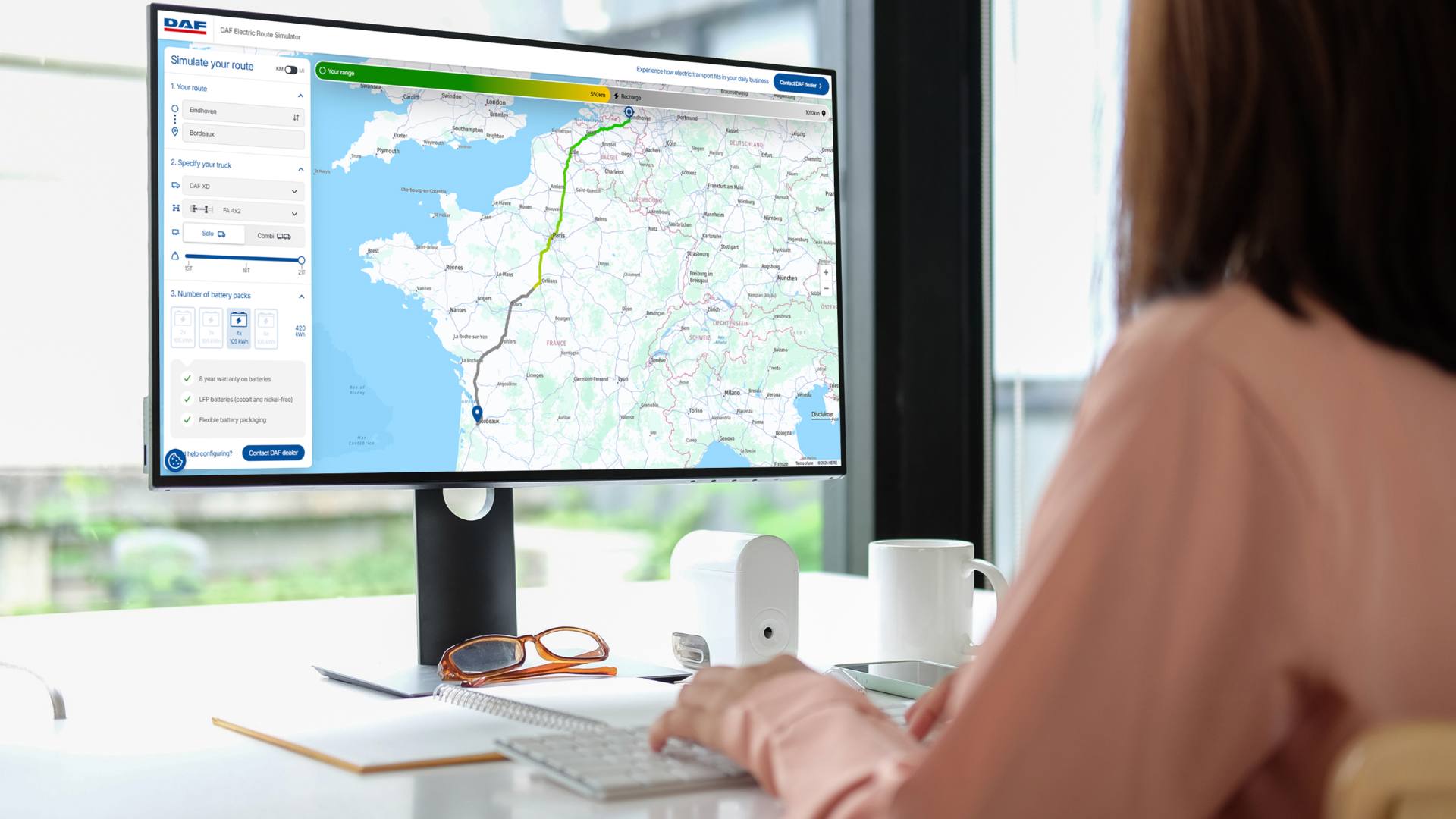 DAF lanceert interactieve routesimulator voor elektrische trucks